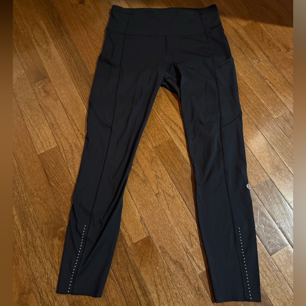 Lululemon Fast and Free Black Leggings with Reflective Dots